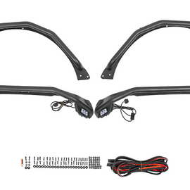 DV8 Offroad Front & Rear Spec Series Tube Fender Flares - Black Powdercoat for '18+ Jeep Wrangler JL / JLU