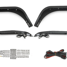 DV8 Offroad Front & Rear Slim Fender Flares - Black Powdercoat for '18+ Jeep Wrangler JL / JLU