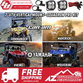 Baja Designs 2.0" UTV Vertical Cage Mount Squadron Pro Light Kit (Mount+2 Squadron Lights+Harness)