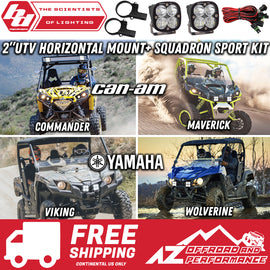 Baja Designs 2.0" UTV Horizontal Cage Mount Squadron Sport Light Kit (2 Mounts+2 Squadron Lights+Harness)
