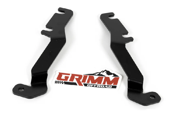 Grimm Offroad Hood Hinge LED Ditch Light Brackets for '05-'15 Toyota Tacoma