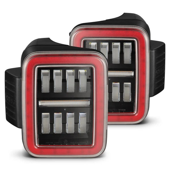 AlphaRex NOVA Series LED Tail Lights Black Red 19-26 Jeep Gladiator JT