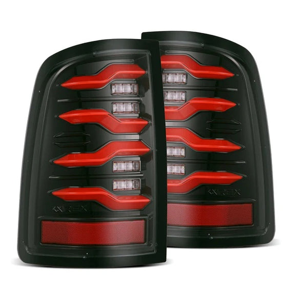 AlphaRex LUXX Series LED Tail Lights Black Red 19-24 Ram 2500 3500 HD w/o OE LED