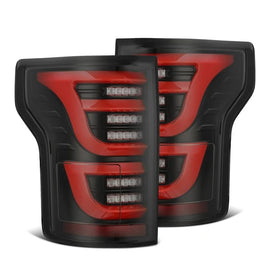 AlphaRex LUXX LED Tail lights Black Red Converter 18-20 Ford F150 w/ OE Halogen