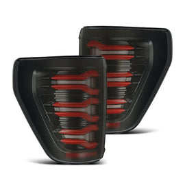 AlphaRex LUXX Series LED Tail Lights Black Red 21-23 Ford F150