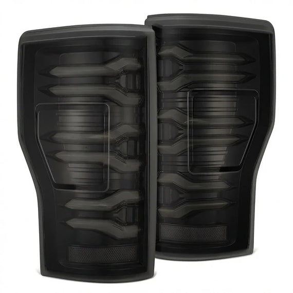 AlphaRex LUXX Series LED Tail Lights Alpha Black 17-22 Ford Super Duty F250 F350