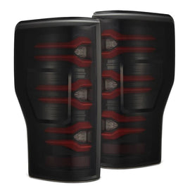 AlphaRex LUXX Series LED Tail Lights Black Red 17-22 Ford Super Duty F250 F350
