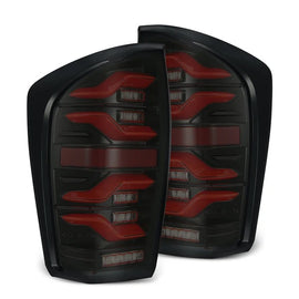 AlphaRex LUXX Series LED Tail Lights Black Red 16-23 Toyota Tacoma