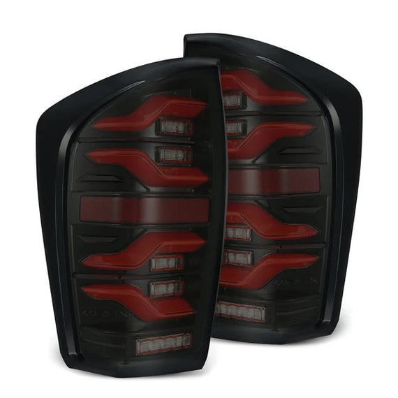 AlphaRex LUXX Series LED Tail Lights Black Red 16-23 Toyota Tacoma