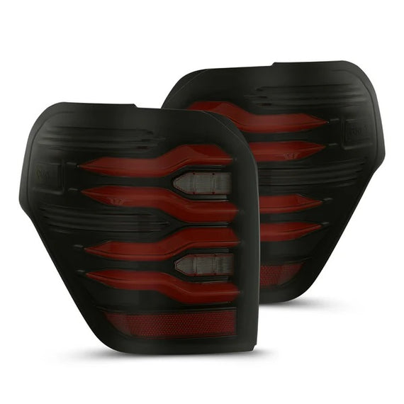 AlphaRex LUXX Series LED Tail Lights Black Red 10-24 Toyota 4Runner