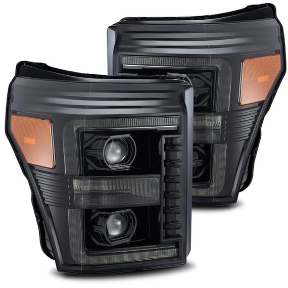 AlphaRex Luxx LED Projector Headlights Alpha Blk 11-16 Ford Super Duty F250 F350