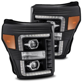 AlphaRex Luxx LED Projector Headlights Black 11-16 Ford Super Duty F250 F350