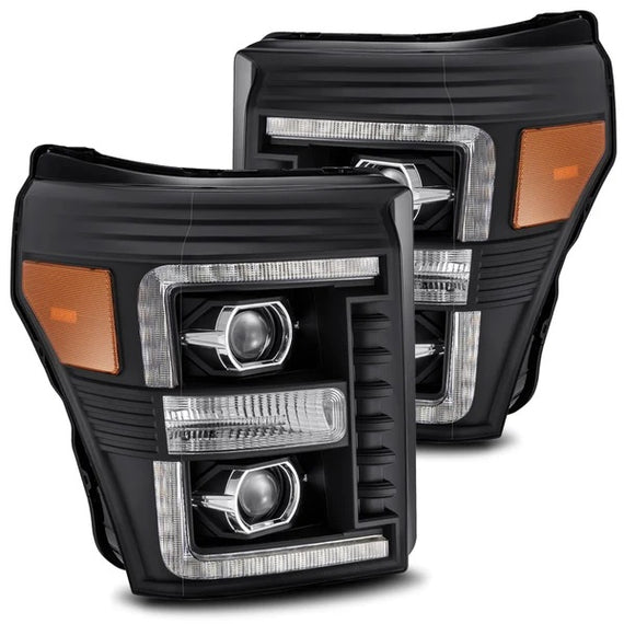 AlphaRex Luxx LED Projector Headlights Black 11-16 Ford Super Duty F250 F350