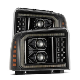 AlphaRex LUXX LED Projector Headlights Alpha Blk 05-07 Ford Super Duty F250 F350