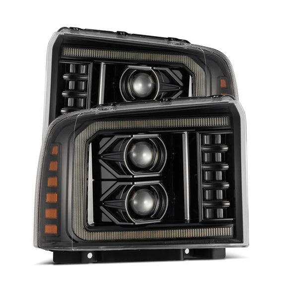 AlphaRex LUXX LED Projector Headlights Alpha Blk 05-07 Ford Super Duty F250 F350