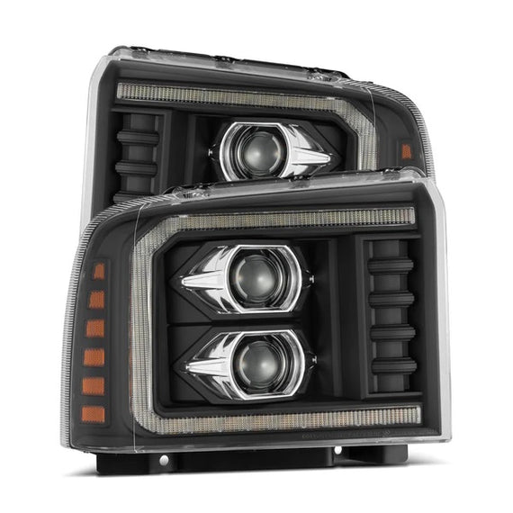 AlphaRex LUXX LED Projector Headlights Black 05-07 Ford Super Duty F250 F350