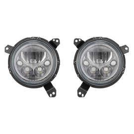 Vision X 7" VX Headlights Blk Chrome Clear for 18-24 Jeep Wrangler JL Gladiator