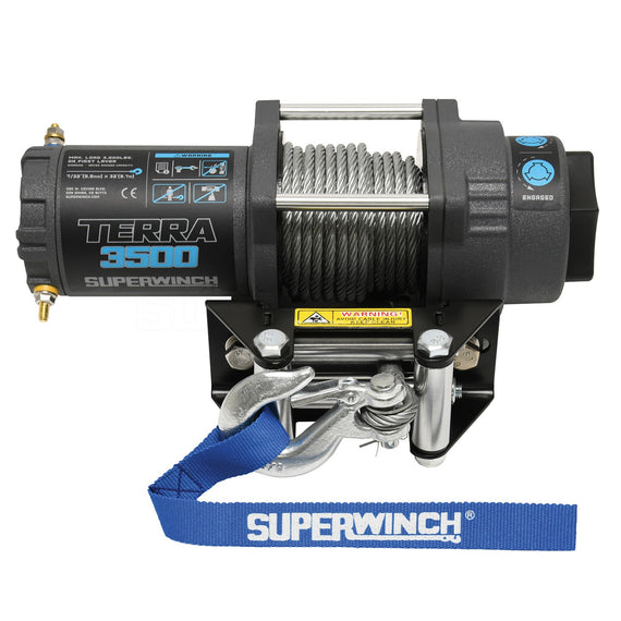 Superwinch Terra 3500 ATV / UTV Winch 1.6 hp 3500 lbs Line Pull Steel Wire Cable