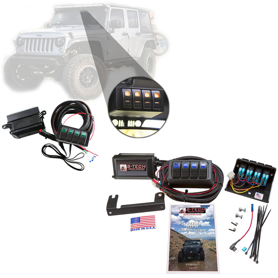 S-Tech 4 Switch System With Relays & Fuses for Jeep Wrangler JK 2007-2018
