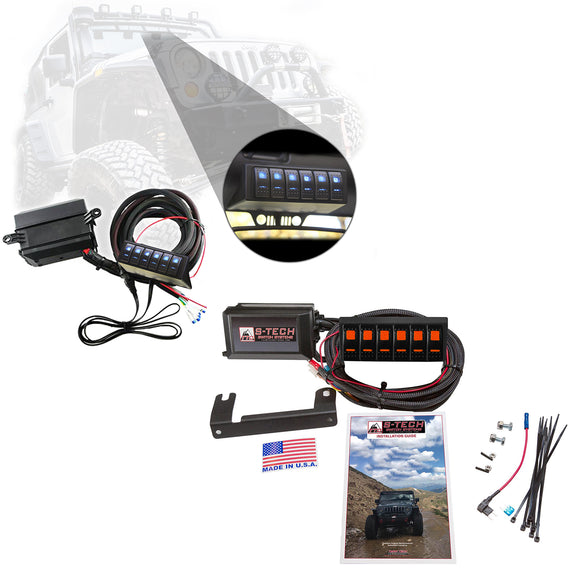 S-Tech 6 Switch System With Relays & Fuses for Jeep Wrangler JK 2007-2018