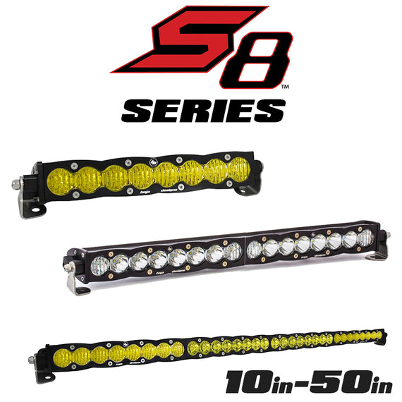 Baja Designs S8 10" LED Light Bar - Slim Driving/Combo Beam, Amber Backlight, Clear Lens, For Trucks & UTVs